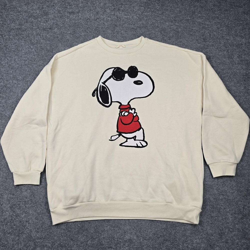 Sinsay Sweatshirt‎ Womens L White Snoopy Woodstock Peanuts Graphic Pullover New